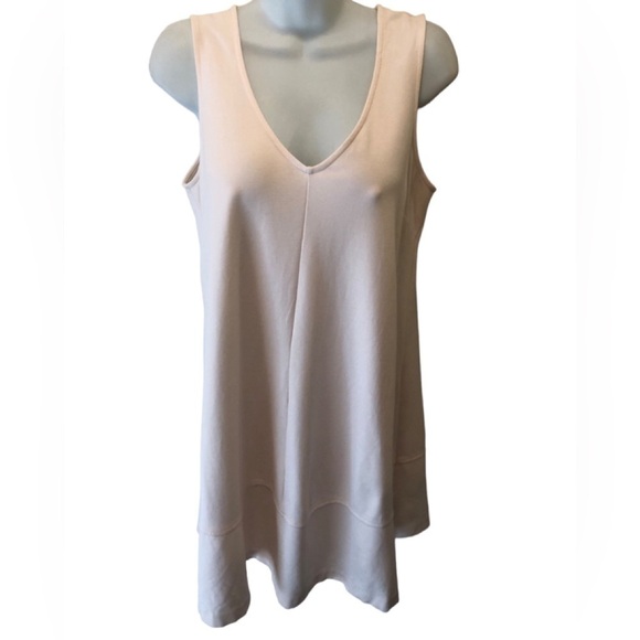 The Nines By Hatch Knit Jumper Dress XS Cream Blush V Neck Stretch Block Hem - Picture 1 of 7